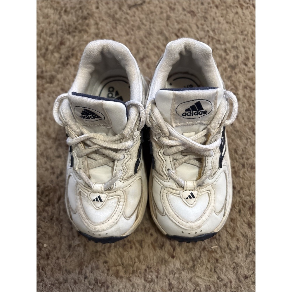 Adidas Sneakers Toddler Sz 6 Kids‎ White Leather Navy Tennis Shoes